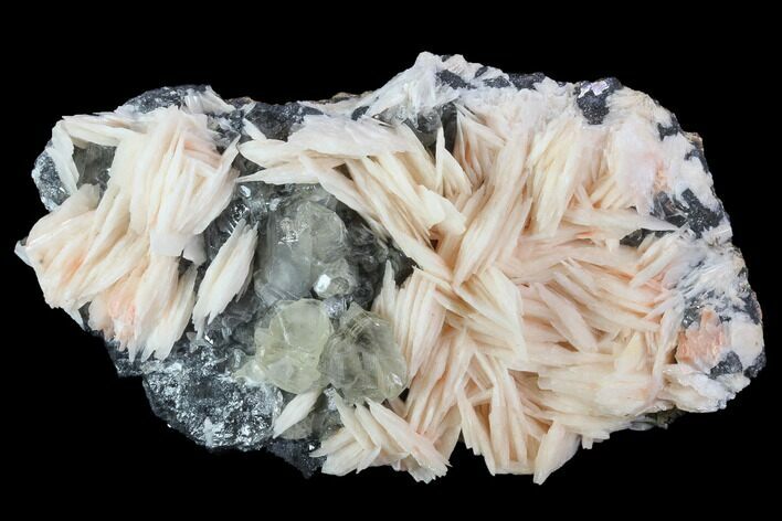 Cerussite Crystals with Bladed Barite on Galena - Morocco #98741